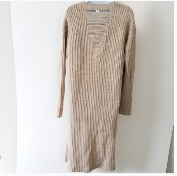 SOLD• Xhiliration Tan Knitted Sweater Medium - Picture 4 of 6